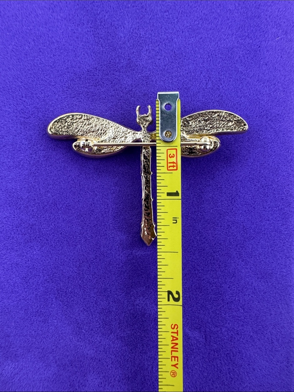 💛 Vintage Gold-Tone Crystal & Pearl Dragonfly Brooch | Nature Lover - Picture 4 of 5